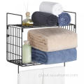 China 2 Tier Metal Bathroom Shelf with Towel Bar Factory